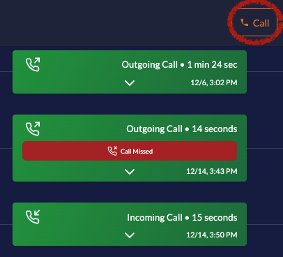 Call Button and Log in Chat View